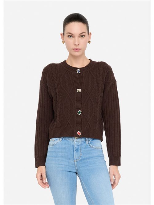 Cardigan in lana con bottoni gioiello LIU JO | MF5423MS040/X0385